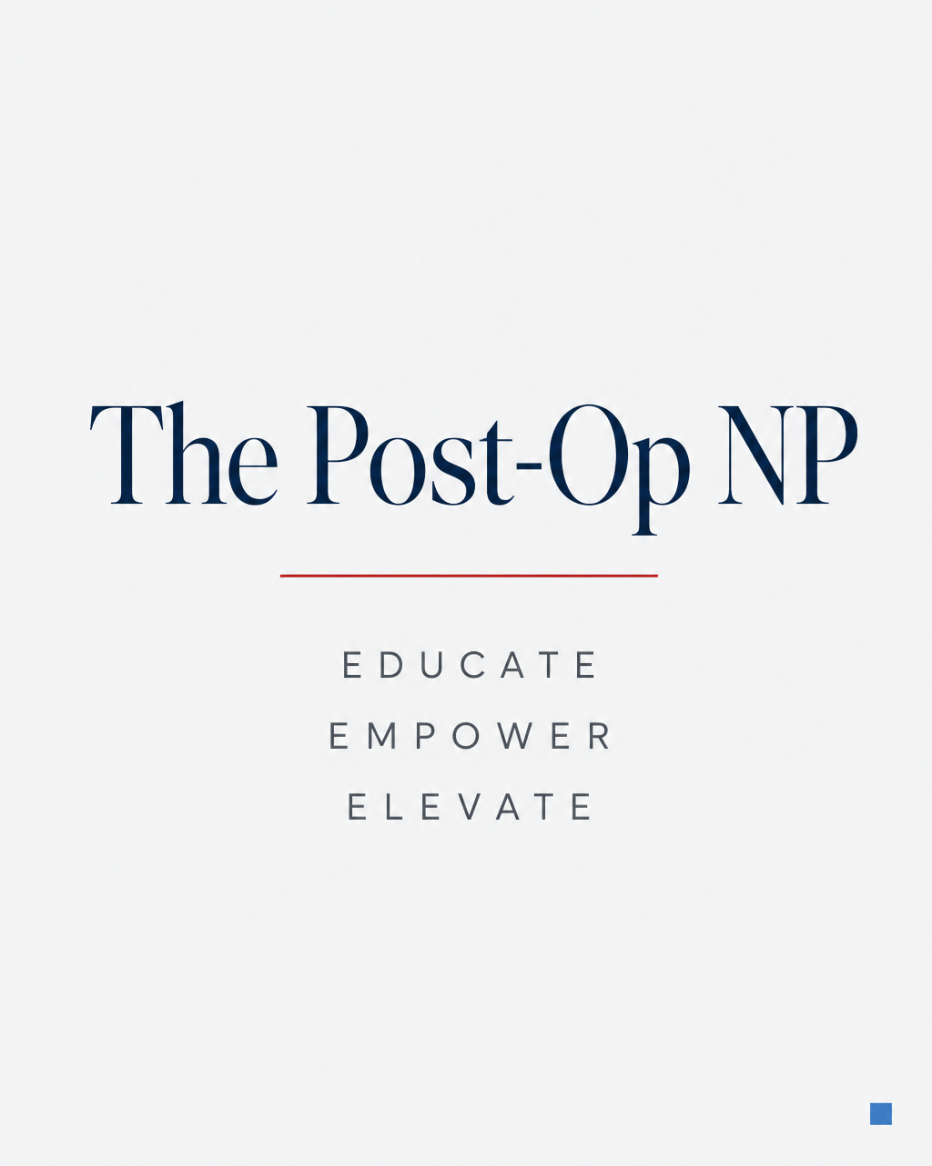 The Post-Op NP — Educate, Empower, Elevate brand mark